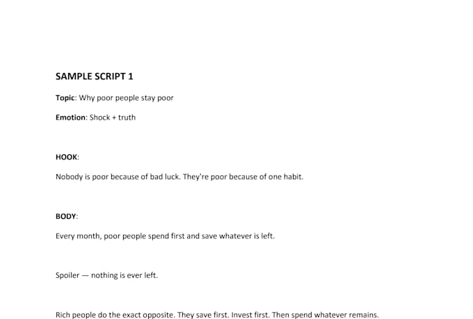 write youtube shorts scripts for finance and money channels